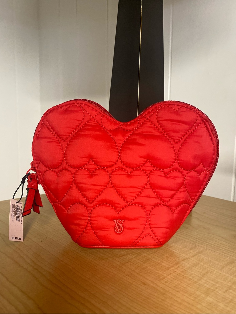 NWT Victoria's Secret Quilted Heart Red Cosmetic Bag